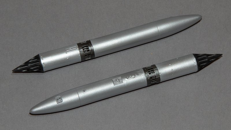 Matra JL-100 rocket launcher fuel tanks with finned tips, pair