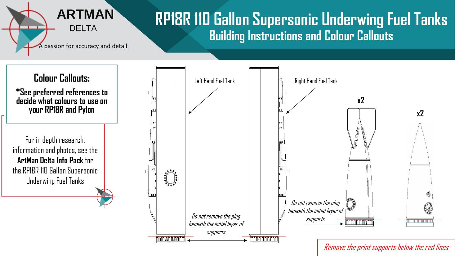 RP18R 110G Supersonic Underwing Tanks — Instruction Sheet