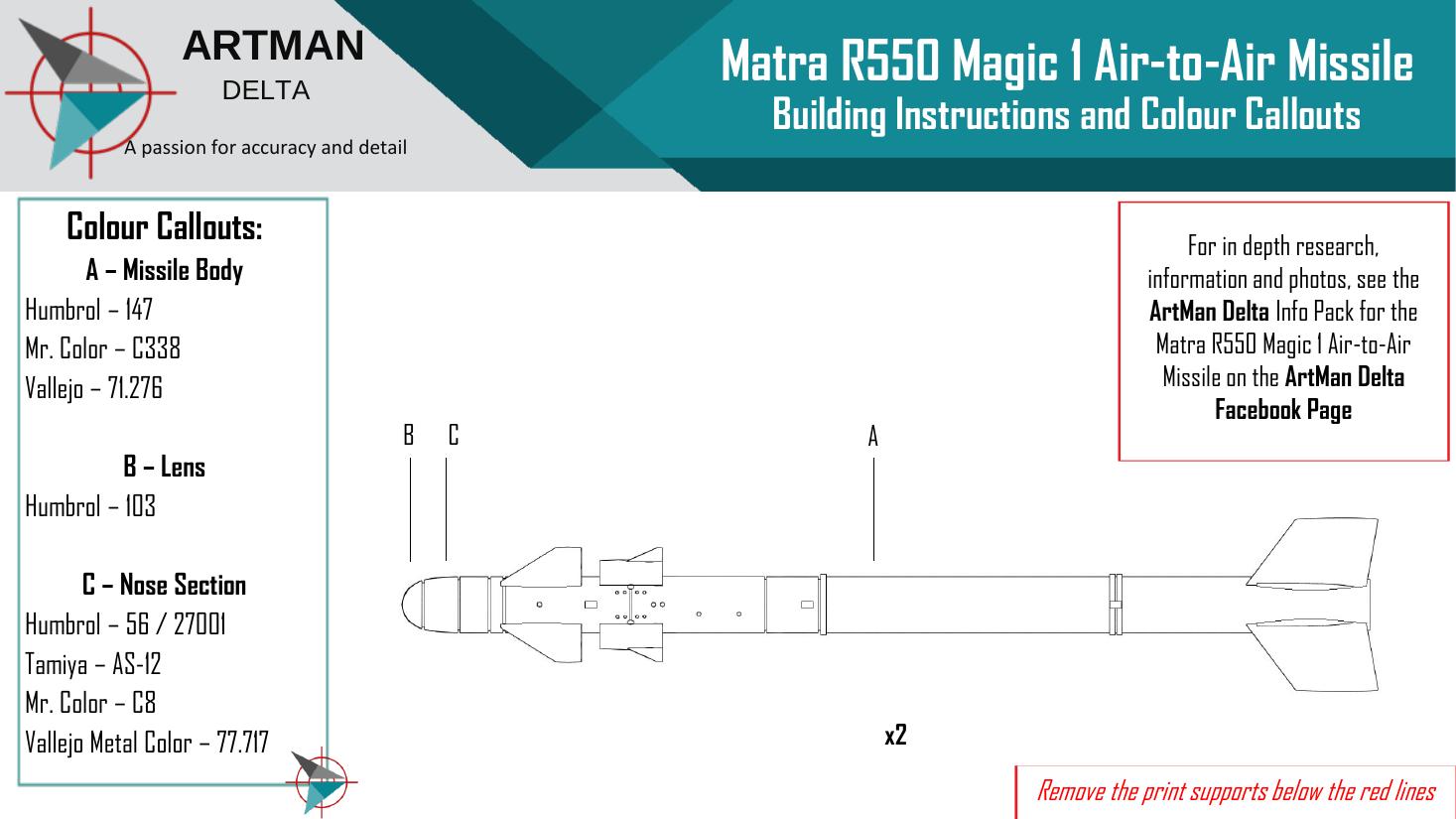 Matra R550 Magic 1 Air-to-Air Missile — Instruction Sheet