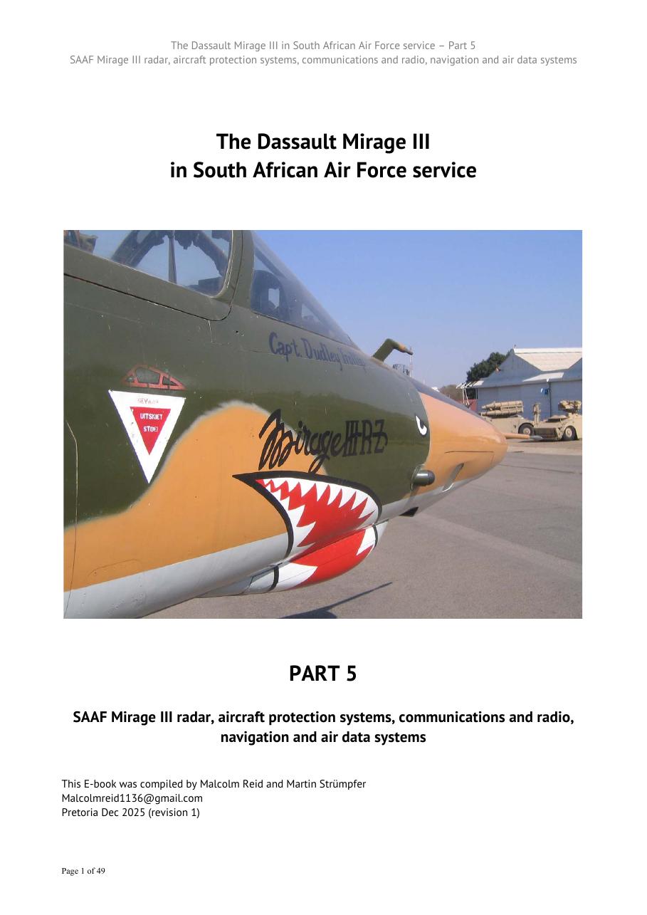 The Dassault Mirage III in South African Air Force Service — Part 5: Radar, Aircraft Protection, Communications, Navigation and Air Data Systems