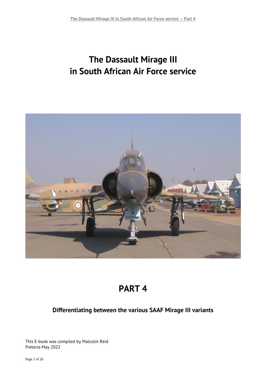The Dassault Mirage III in South African Air Force Service — Part 4: Differentiating Between the Various SAAF Mirage III Variants