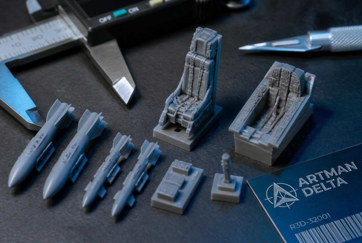 3D printed resin scale model aircraft parts produced by ArtMan Delta